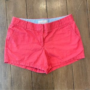 J.Crew Chino Shorts, Coral Red, Size 8, 4” inseam, Cotton